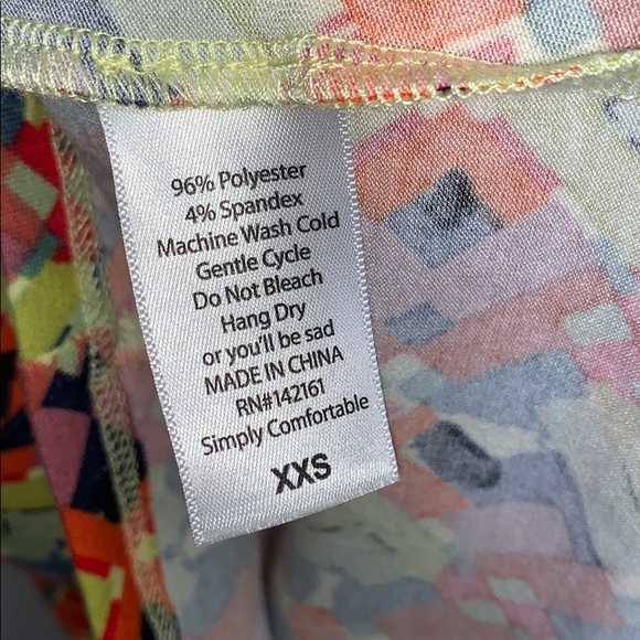 LULAROE Geometric Multi Teal Green Easy T-Shirt Dress Size XXS - Picture 5 of 7